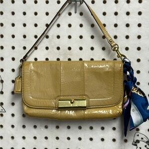Coach Tan Leather Shoulder Bag with Gold Accents